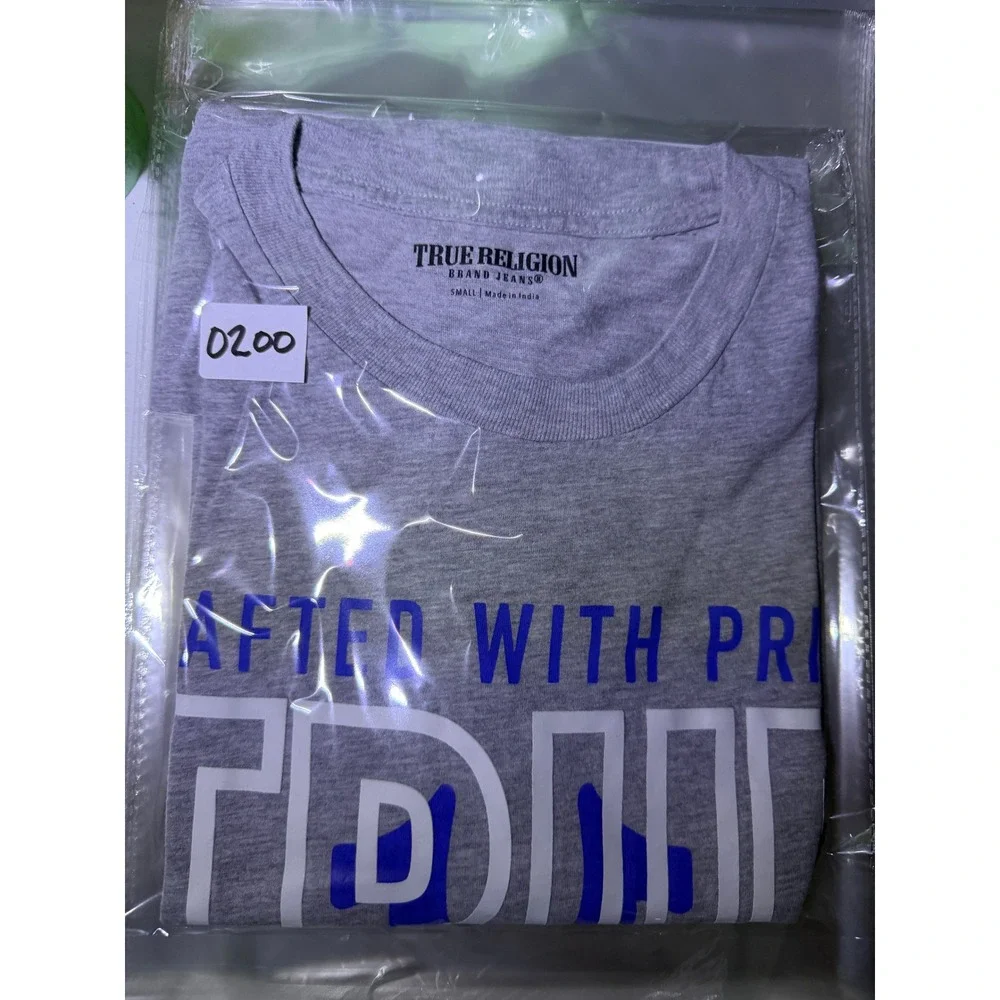 True Religion Graphic T-Shirt Mens Small Grey Good Crafted With Pride Logo Tee